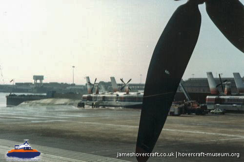 SRN4 The Prince of Wales (GH-2054) destroyed by fire at Dover -  (credit: The <a href='http://www.hovercraft-museum.org/' target='_blank'>Hovercraft Museum Trust</a>).